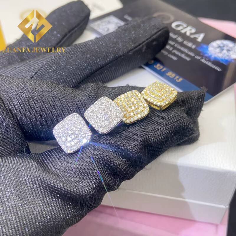 Past Diamond Test Moissanite 10MM Stud Earring MenWomen 925 Sterling Silver VVS Moissanite Iced Out Stud Earring GRA in Stock