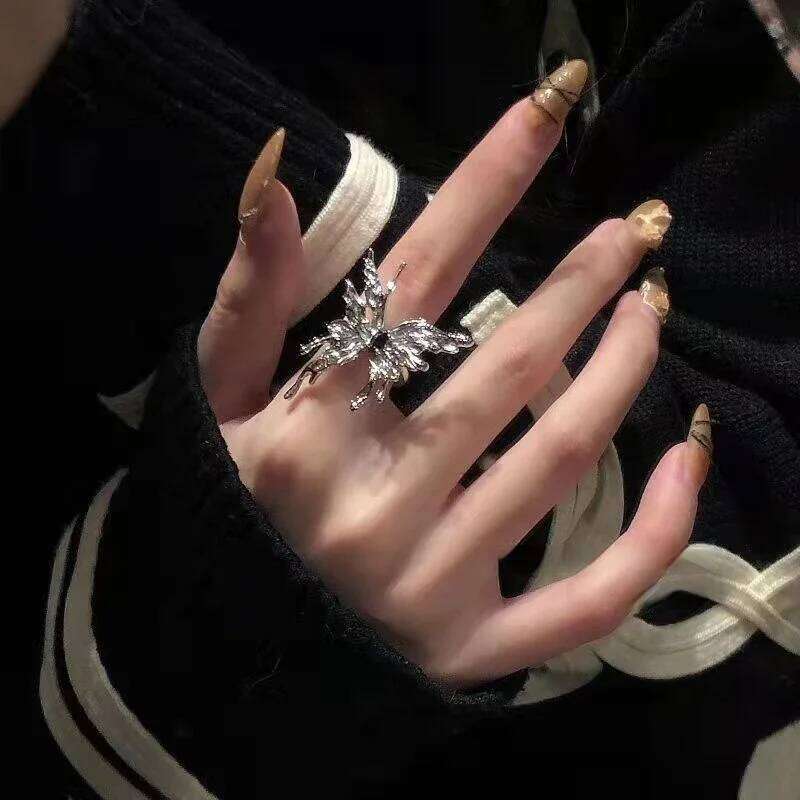 2024 Punk Vintage Metal Liquid Butterfly Women's Adjustable Fashion Exquisite Insect Ring Gothic Jewelry Gifts XJ260130