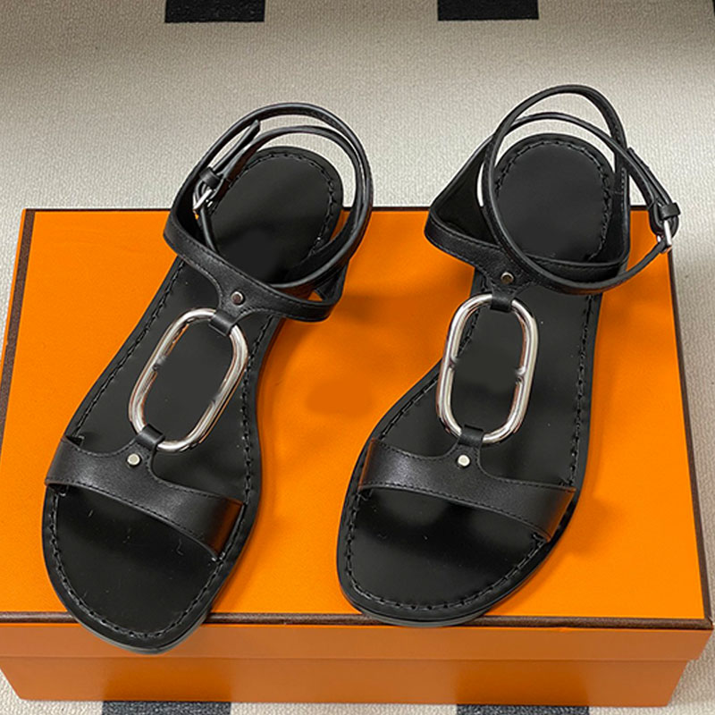 Luxury Quality Calfskin Womens Marinella Sandals oversize version iconic Chaine d'Ancre motif fashion Sandals everyday chic feminine look Versatile flat sandals