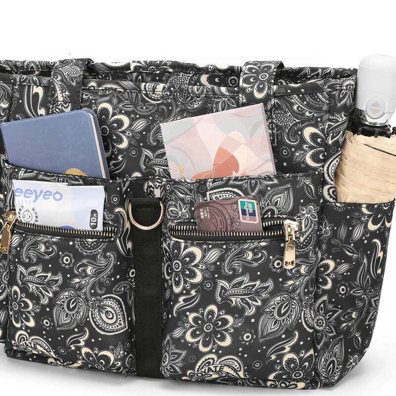 Floral Pattern A4 Book Capacity Women Top-Handle High Quality Fabric Female Shoulder Bag Fashion Girls Casual Tote Handbag