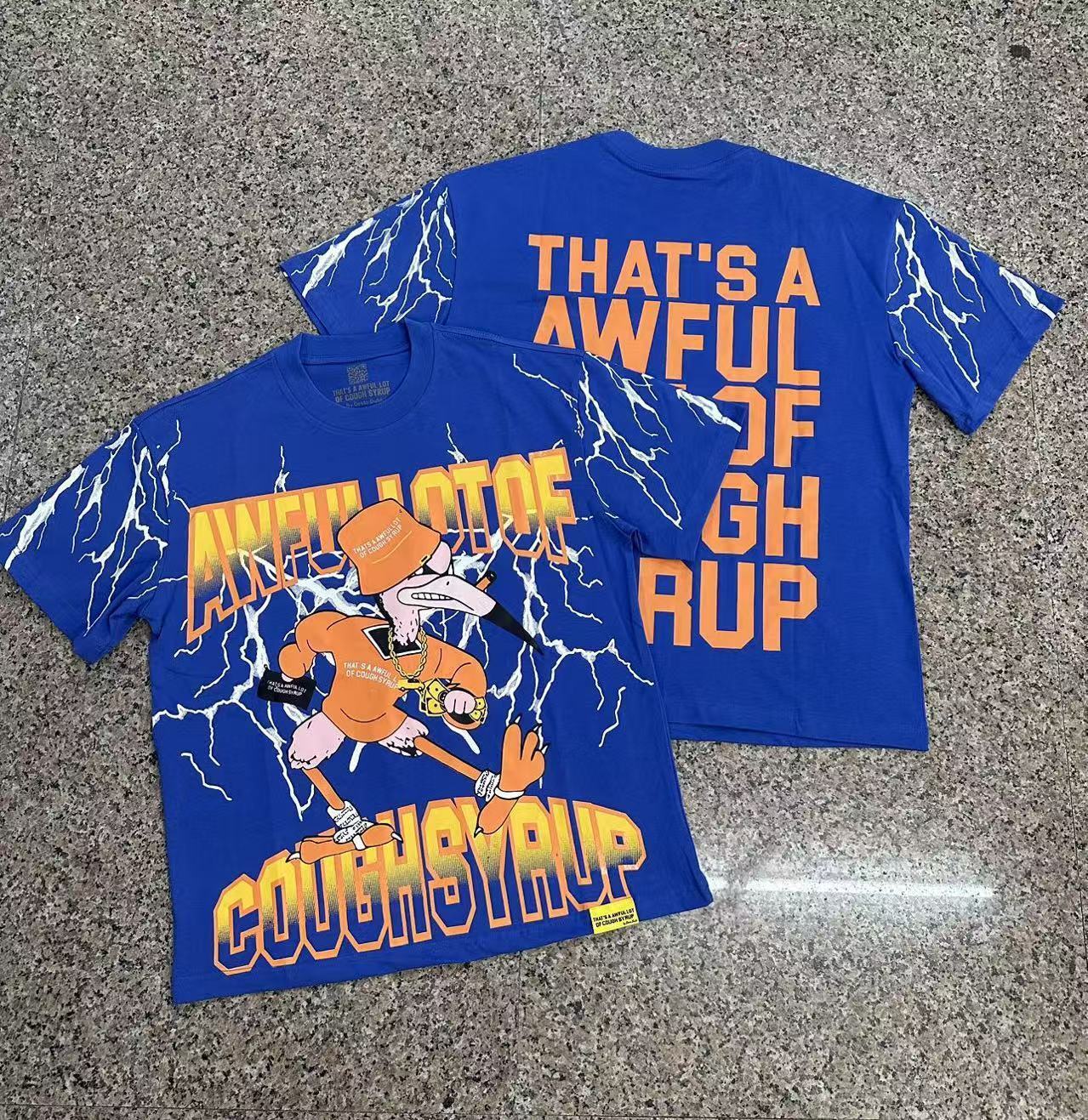 Men's T Shirts THAT'S A AWFUL LOT OF COUGH SYRUP Short Sleeve Washed Cotton T-shirt Summer High-quality Hip-hop Trend Short Sleeve Casual