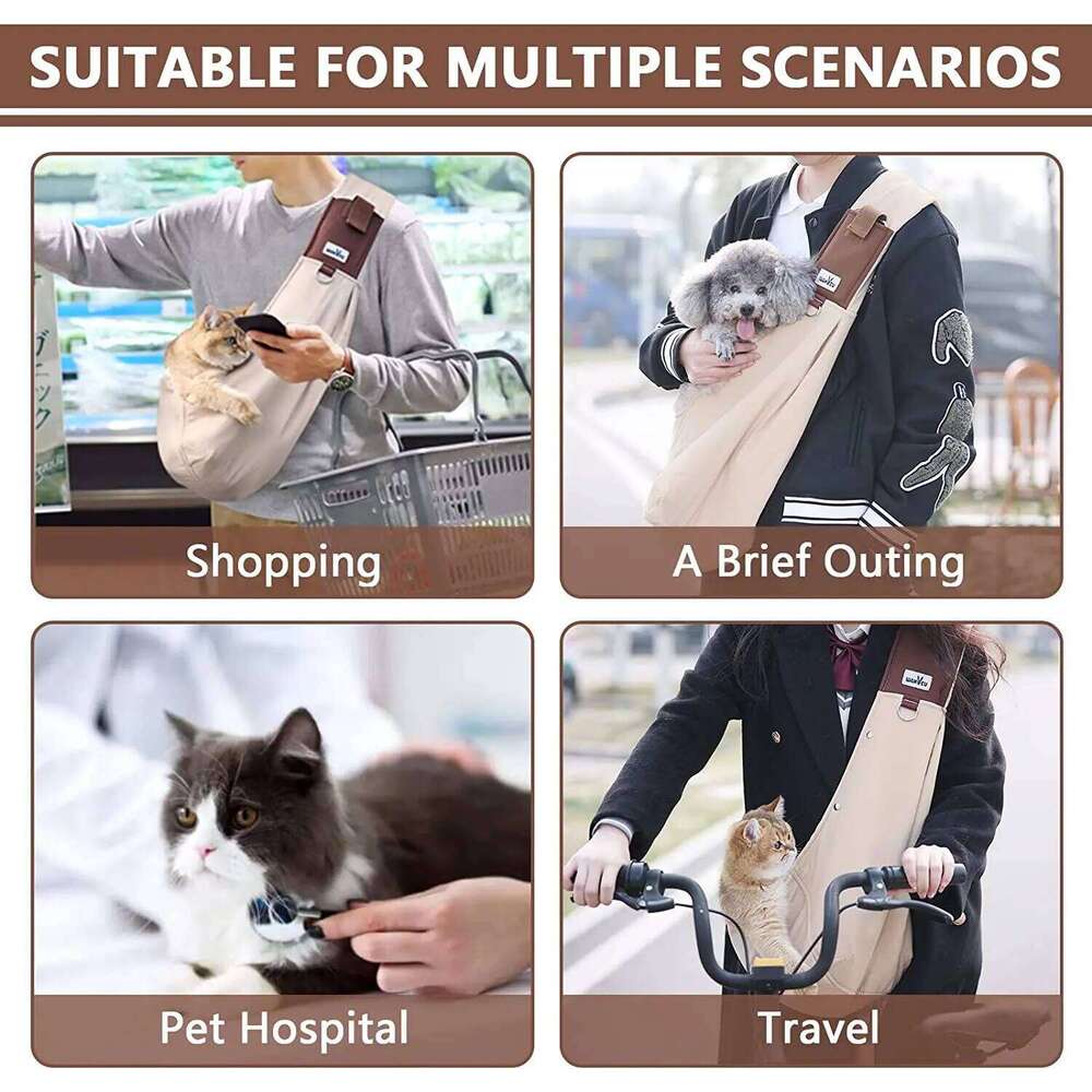 Wakytu Sling Small Dogs Reversible Front Dog Carrier with Adjustable Strap Hands Free Pet Papoose Bag for Travel 26H0130