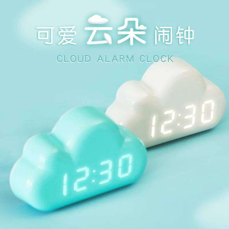 Creative Cloud Shape Voice Control Led Bedside Snooze Alarm Student Luminous Electronic Table Clock W260130