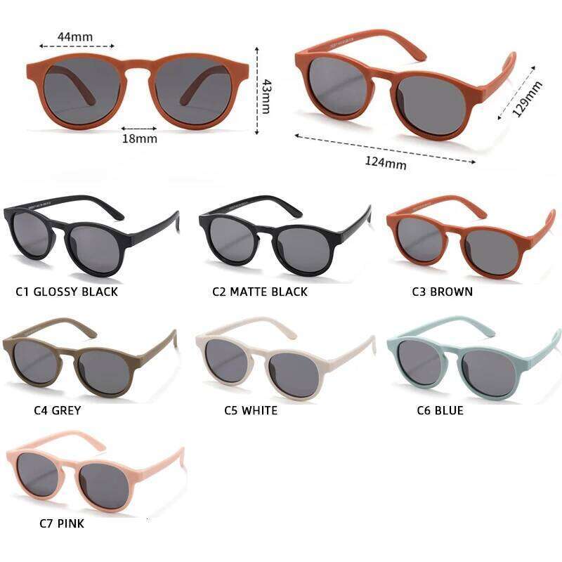 New Fashion Round Polarized Children Sunglasses Boys Girls Light Weight Silicone Sunshade Outdoor Anti Glare Kids Glasses H260130