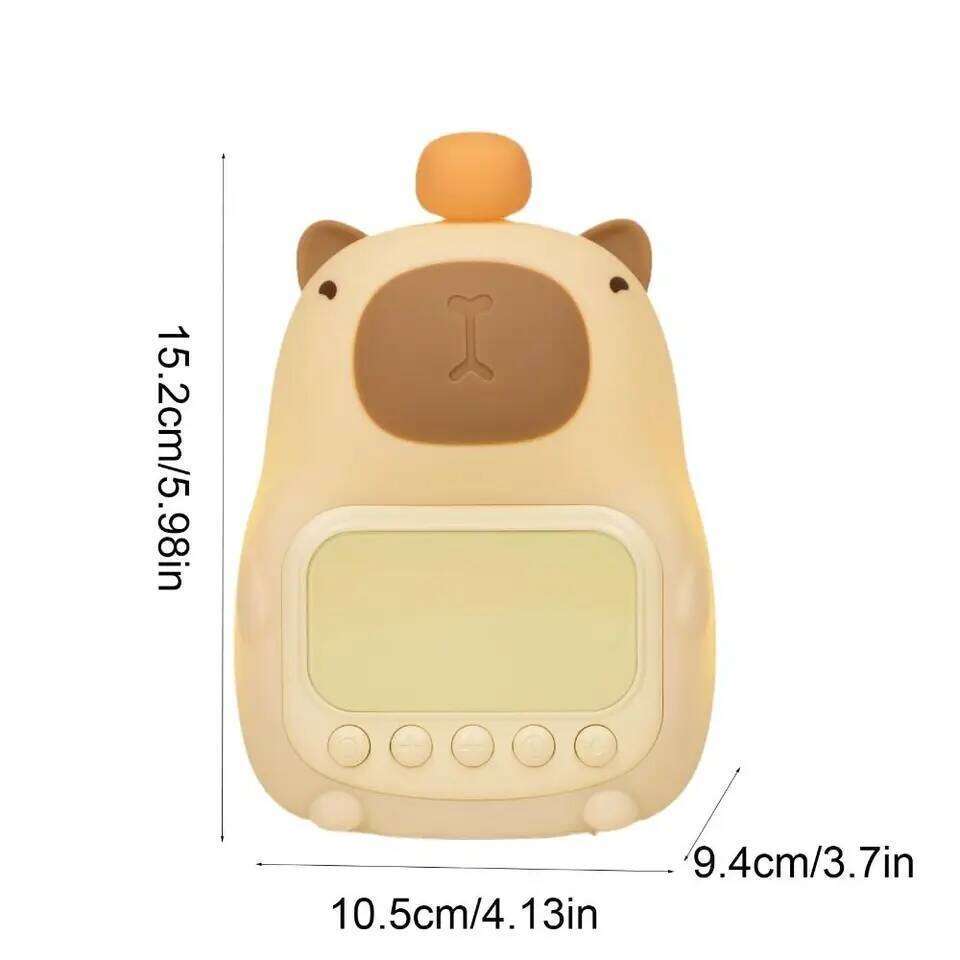 Cute Cartoon Alarm USB Rechargeable Silicone Capybara Night Light ABS Bedside LED Clock Desktop Decoration W260130
