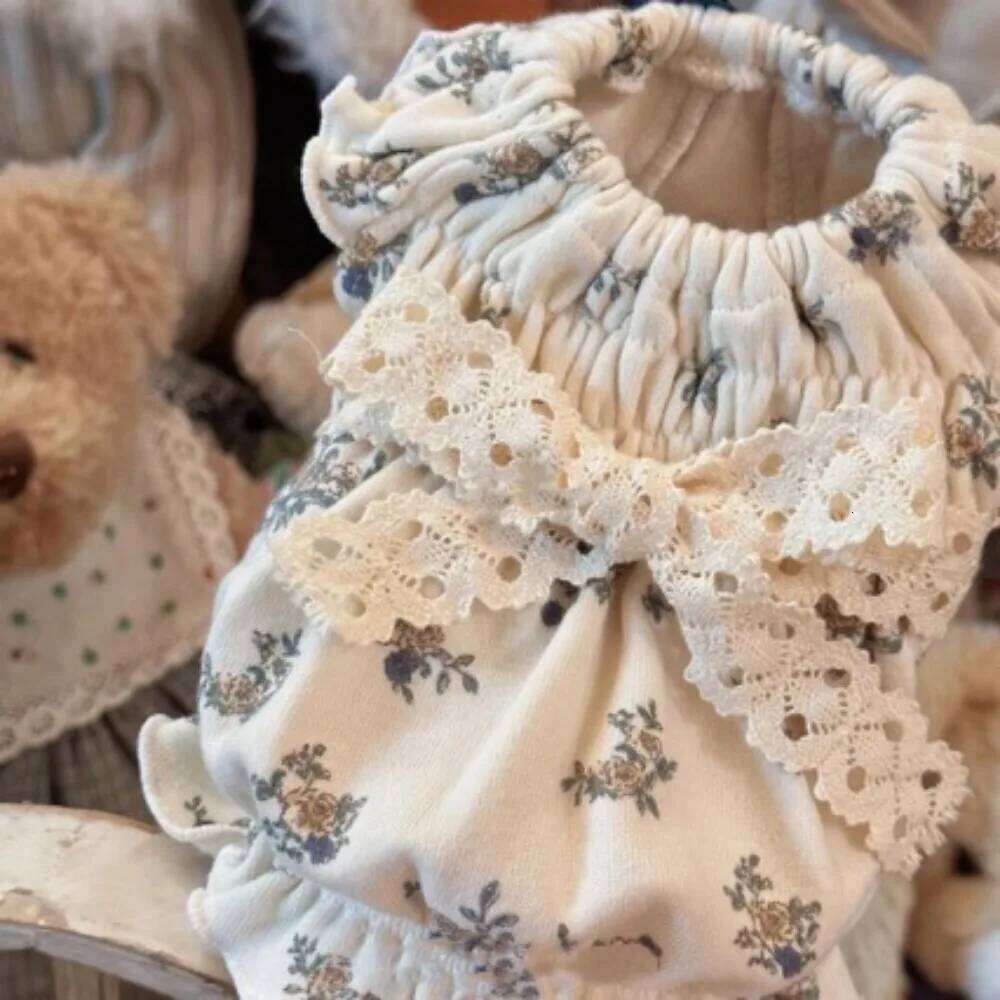 Autumn/Winter Pet Floral Retro Bubble Skirt Plush Soft Dress Teddy Warm Coat Puppy Clothes Dog Dresses for Small Dogs H260130