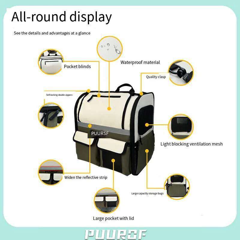 PUUROF Pet luggage capacity cat Large backpack portable Spring Festival special car bag windproof 26H0130