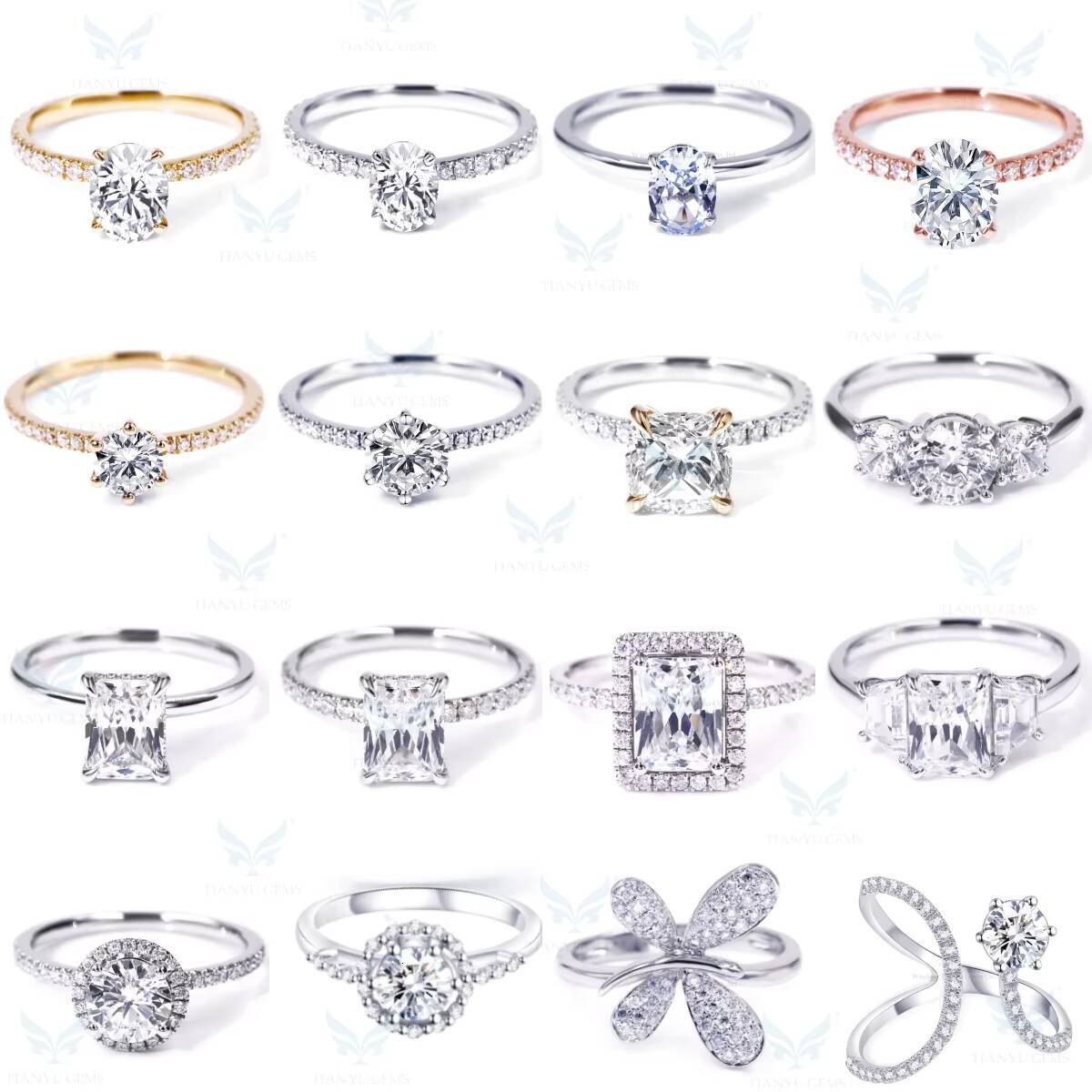 Tianyu Fine Jewelry Solitaire halo Engagement Women Moissanite Solid Gold Real 14k Cushion Moissanite Ring