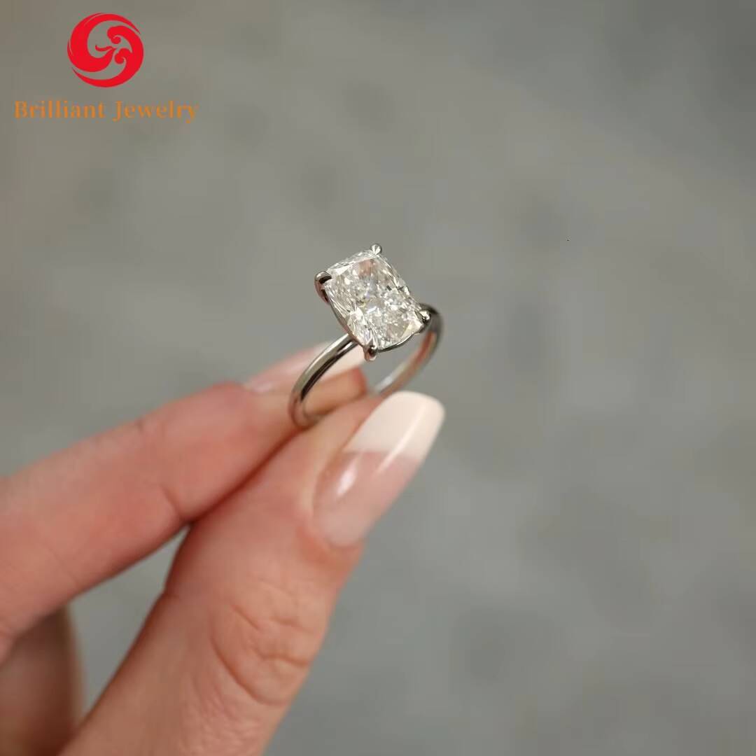 14k Solid Gold AU585 30ct Elongated Cushion Cut Wedding Band 8x10mm D VVS Moissanite Ring