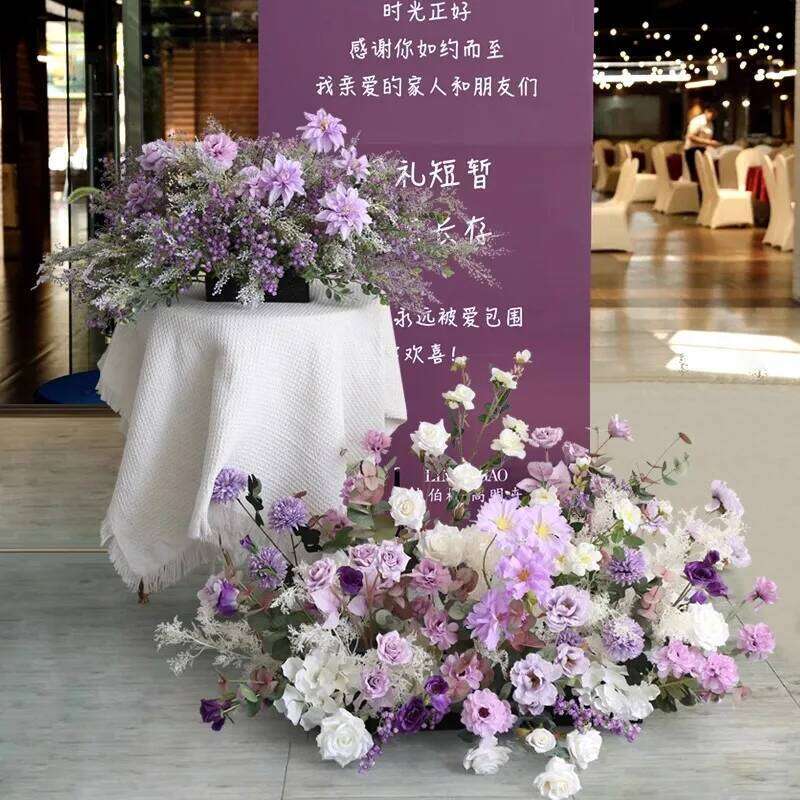 Luxurious Rose hydrangea Flower Row Wedding Artificial Table Floral Commercial Plaza Partition Hotel Scene Layout Floor Flowers W260130