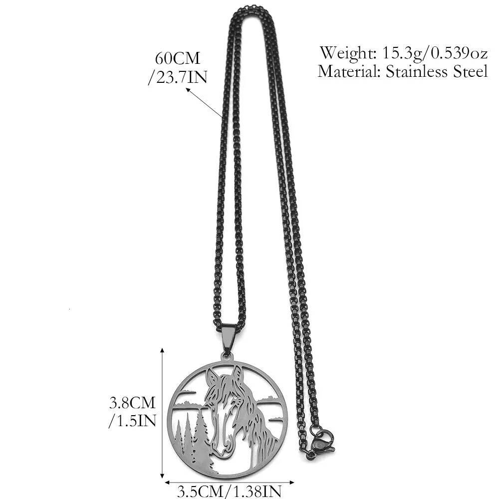 Horse Head Forest Chain For Women Men Stainless Steel Silver Color Natural Pony Boy Animal Male Pendant Necklace Jewelry Gifts