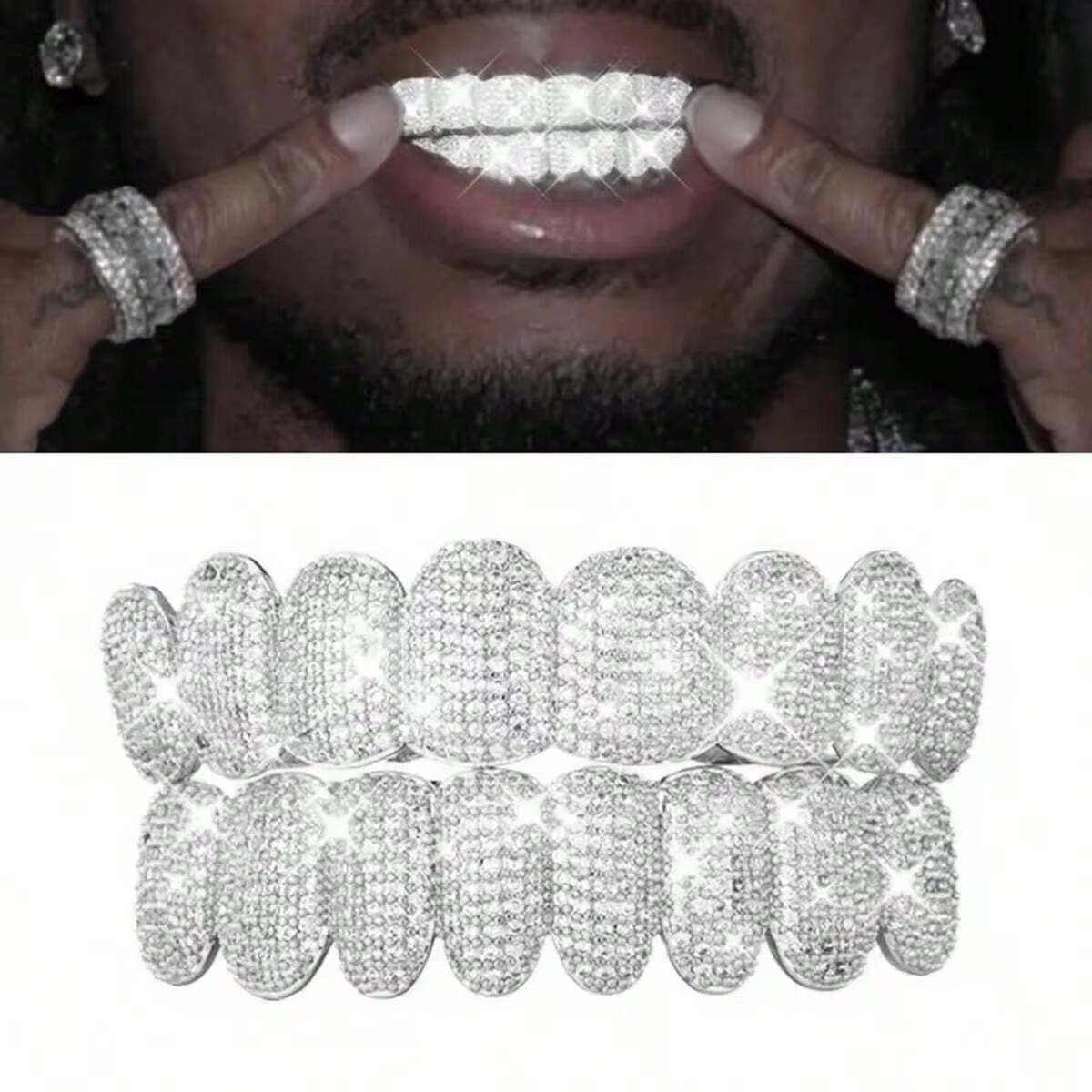 Custom Grillz Made Fitted Hip Hop Grill Perm Cut Grillz 925 Silver Solid 14k Gold Fine Jewelry Plating Plain Teeth Grillz