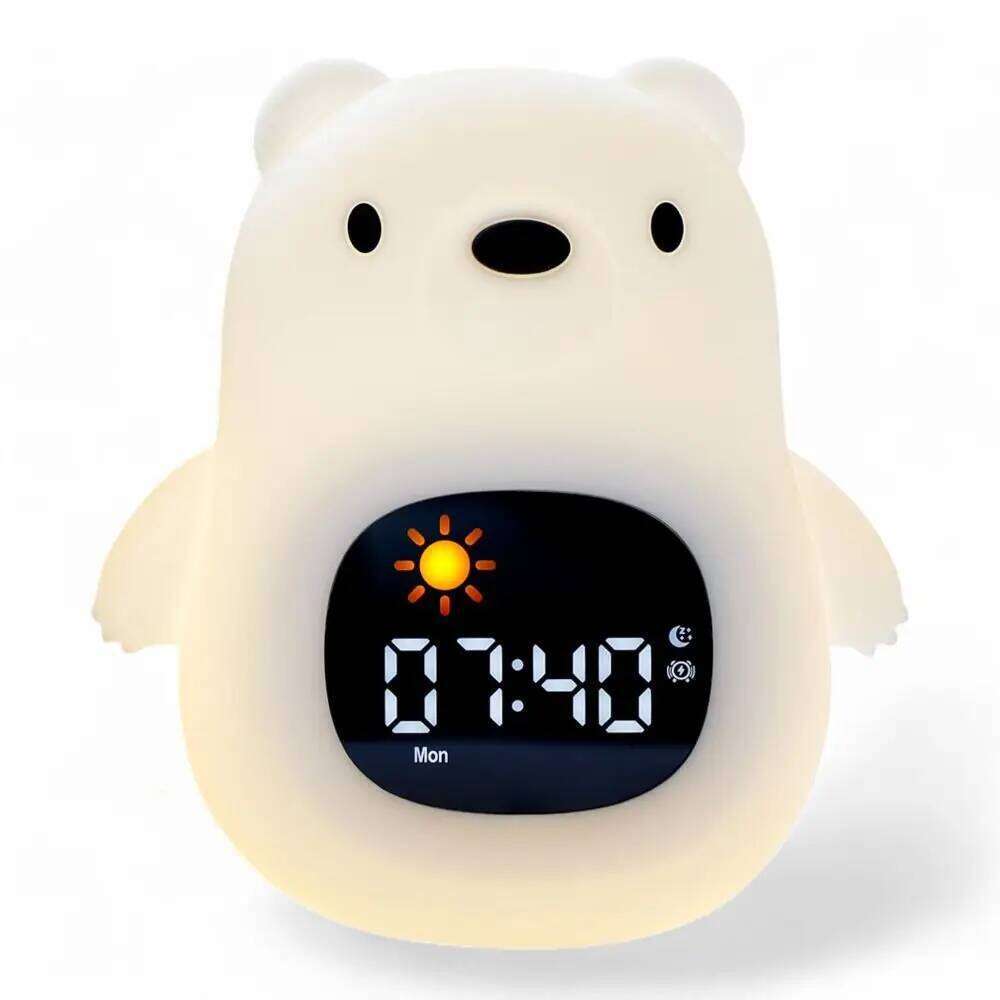 Animal-Shape Alarm Adjustable Cute Sleep Training Clock Home Decor Pat Control Touch Night Light Bedroom W260130