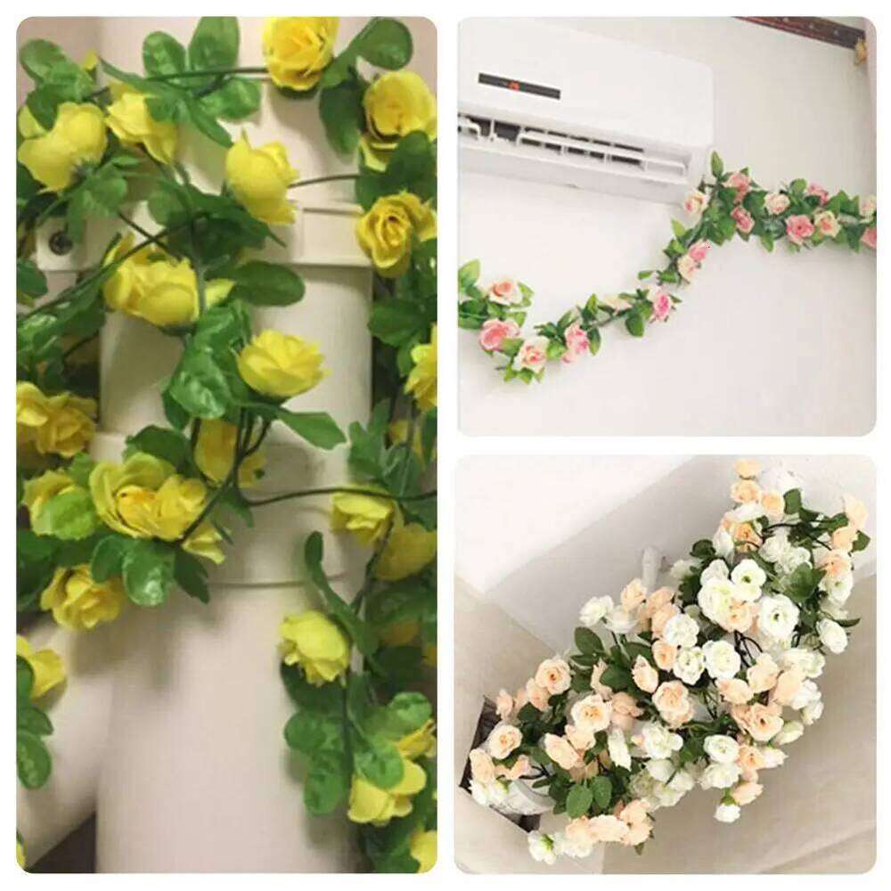 2.3M Red Rose Artificial Silk Flower Garland Wedding Decor Flowers For Home Room Decoration Autumn Fake Vine Plant Rattan W260130