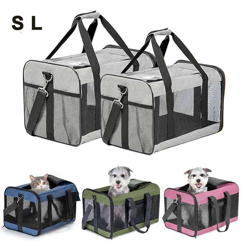 Soft Sided Airline Approved Pet Travel Bag Foldable Cat Cage Suitable for Medium Small Cats and Dog 26H0130