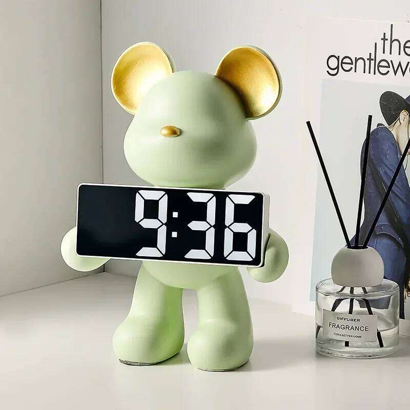 Smart Digital Bear Bedside Watch Decoration and Table Accessories Kawaii Room Decor Holiday Gifts W260130