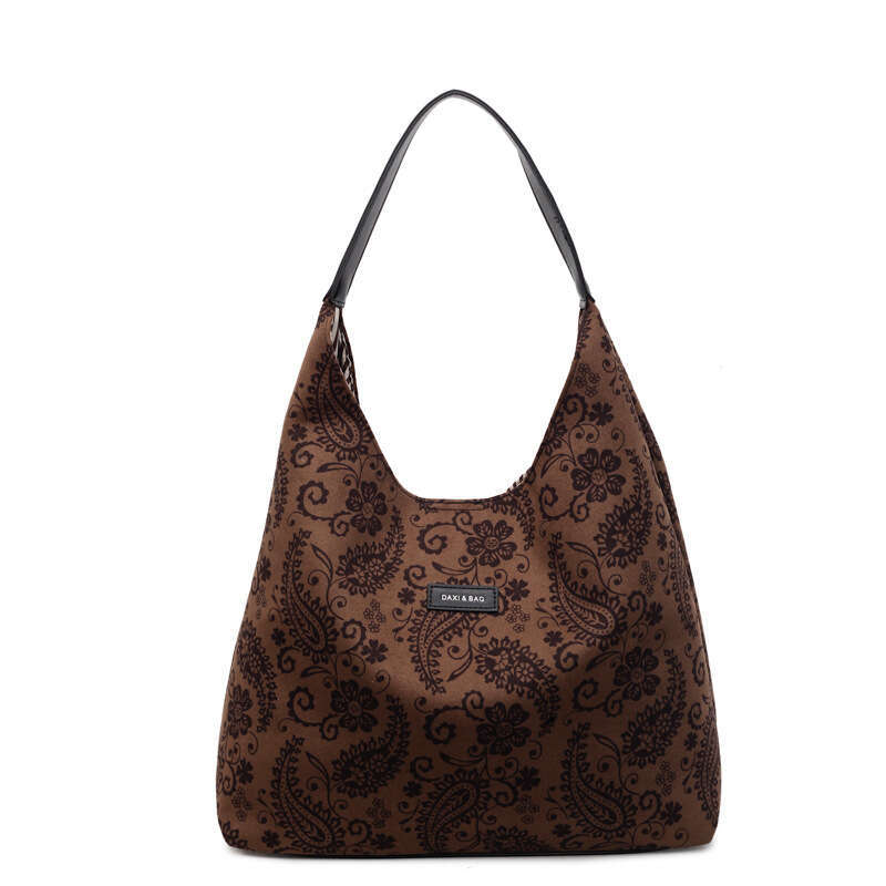 New Single Shoulder Leather Velvet Versatile Large Capacity Trendy Printed Handbag Fashion Commuting Student Mother Daughter Bag High Quality Luxury B