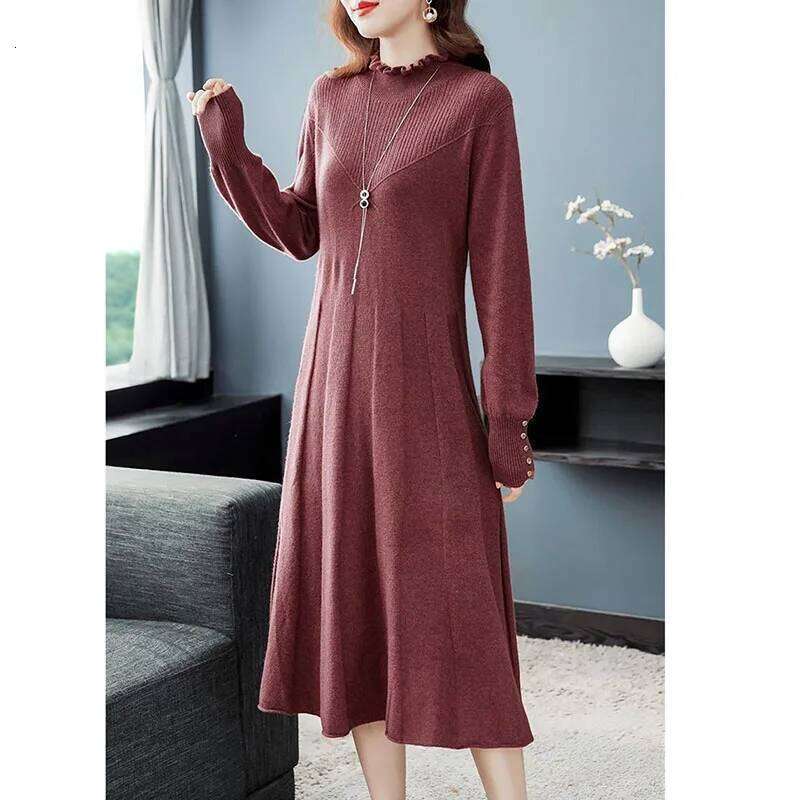 Autumn Winter Women Knitted Sweater 2025new Solid Long Pullover Loose Over Knee Elegant Ladies Knitwear Bottom Dress XJ260130