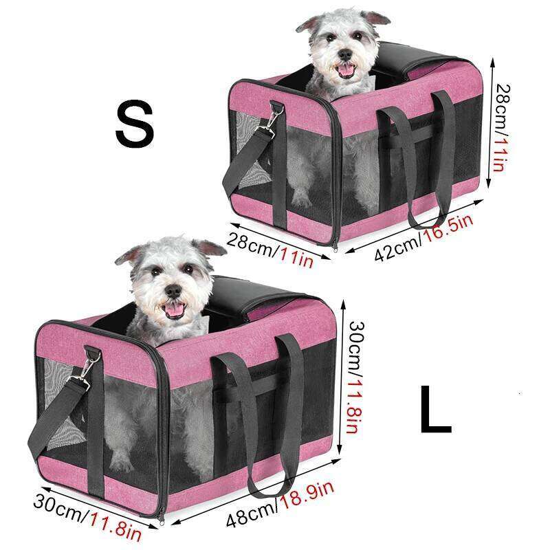 Soft Sided Airline Approved Pet Travel Bag Foldable Cat Cage Suitable for Medium Small Cats and Dog 26H0130