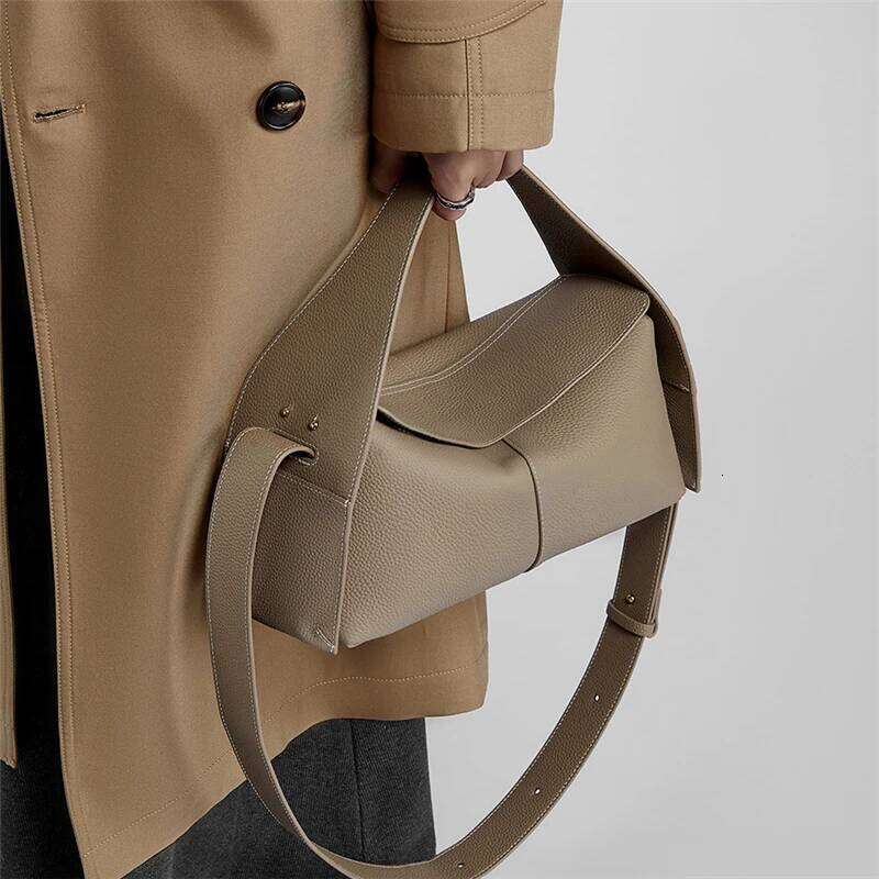 Burminsa Cowhide Genuine Leather Tote Handbags For Women New 2025 Luxury Designer Minimalist Hobo Ladies Shoulder Crossbody Bags