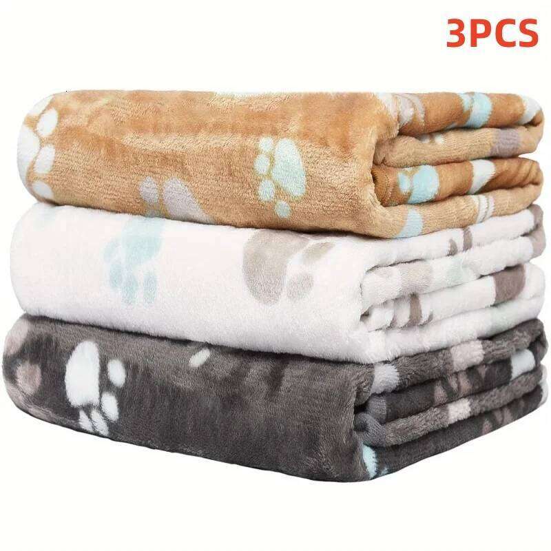EFF 3PCS Soft Flannel Fleece Cat Dog Bed Mats Paw Foot Print Warm Pet Blanket Sleeping Beds Cover Mat For Pets Supplies 26W01130