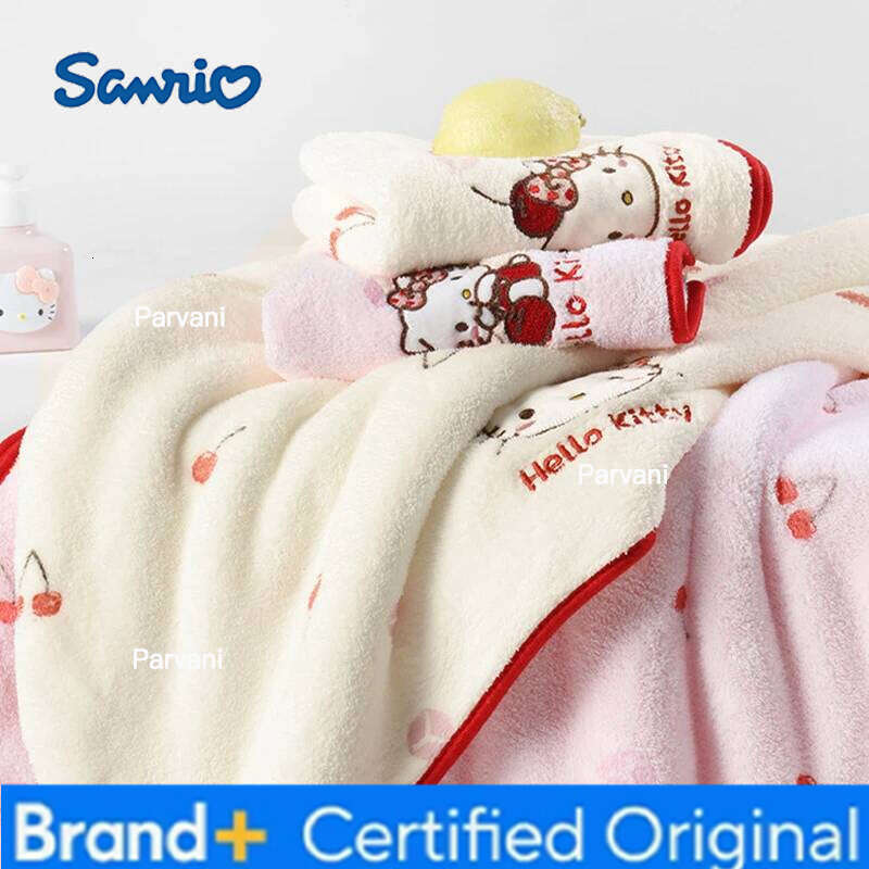 Sanrio Kawaii Home Products HelloKitty Sweet Anime Girls Bathroom Soft Fluffy Super Absorbent Coral Fleece Bath Towel H260130