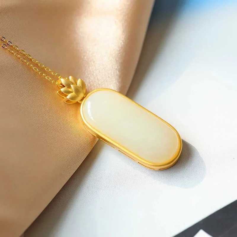 New silver inlaid natural Hotan white Chalcedony long round Necklace Pendant Chinese charm Lady Elegant fresh brand jewelry Y260130