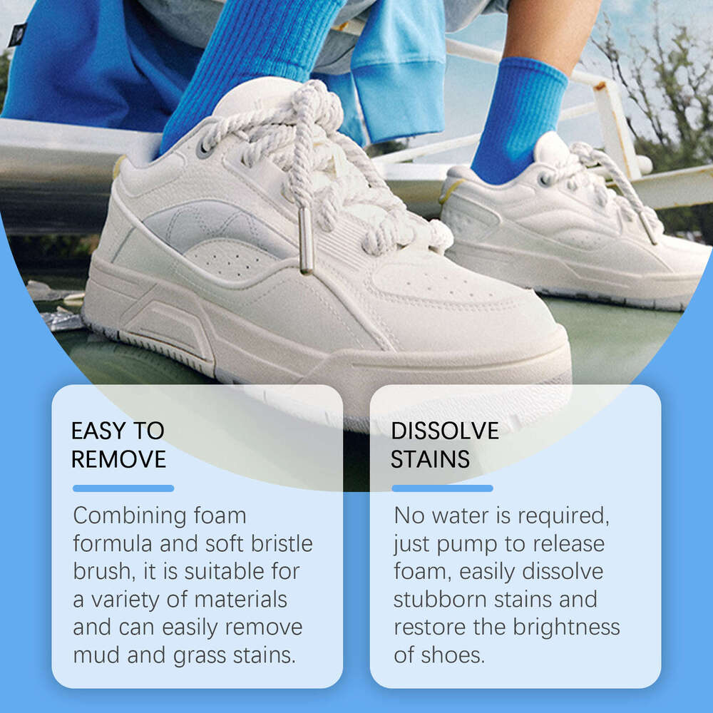 Jakehoe Sneaker White Shoes Foam Cleaner Quick Stain Removal Does Not Damage Shoe Surface with Built-in Brush S260130