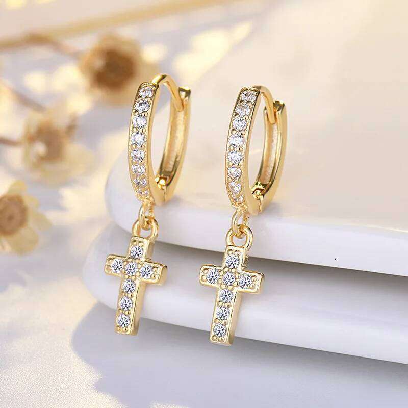 New 925 Sterling Silver Cross 5A Zircon Classic for Women Luxury Wedding Engagement Jewelry Earrings Party Gifts