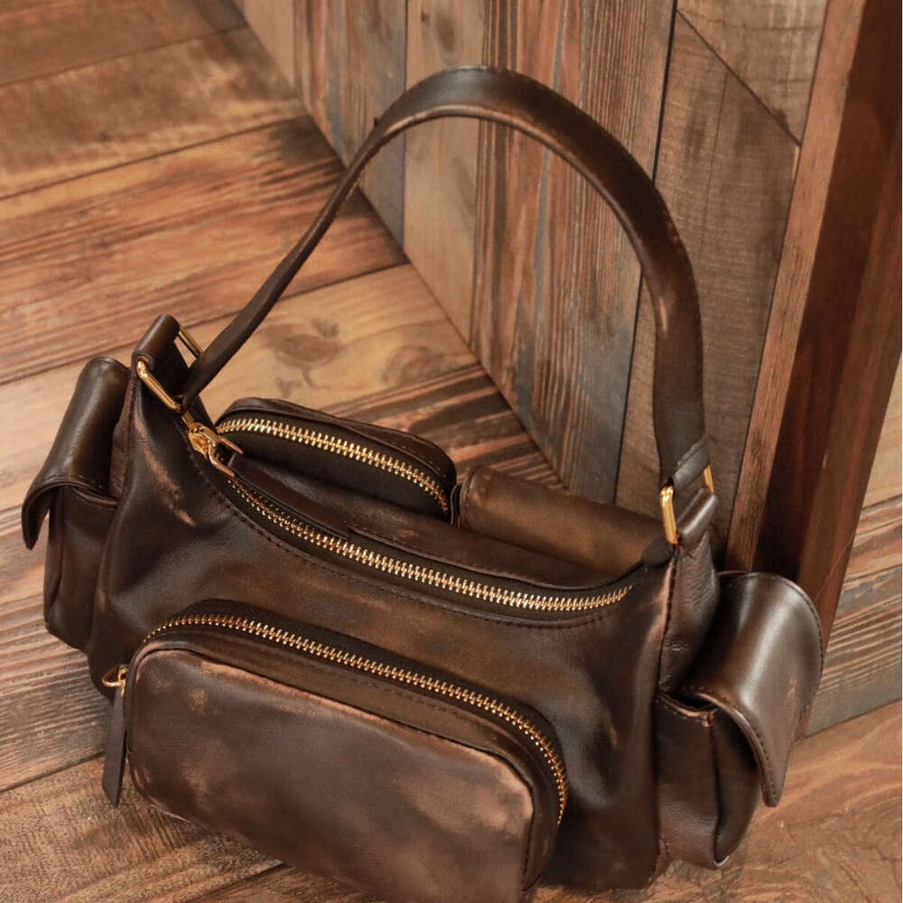 Totebag Shoulder ROSE NOIRE Summer Trend Women S Single Handheld Crossbody High End Cloud Pattern Soft Cowhide Underarm Motorcycle Bag