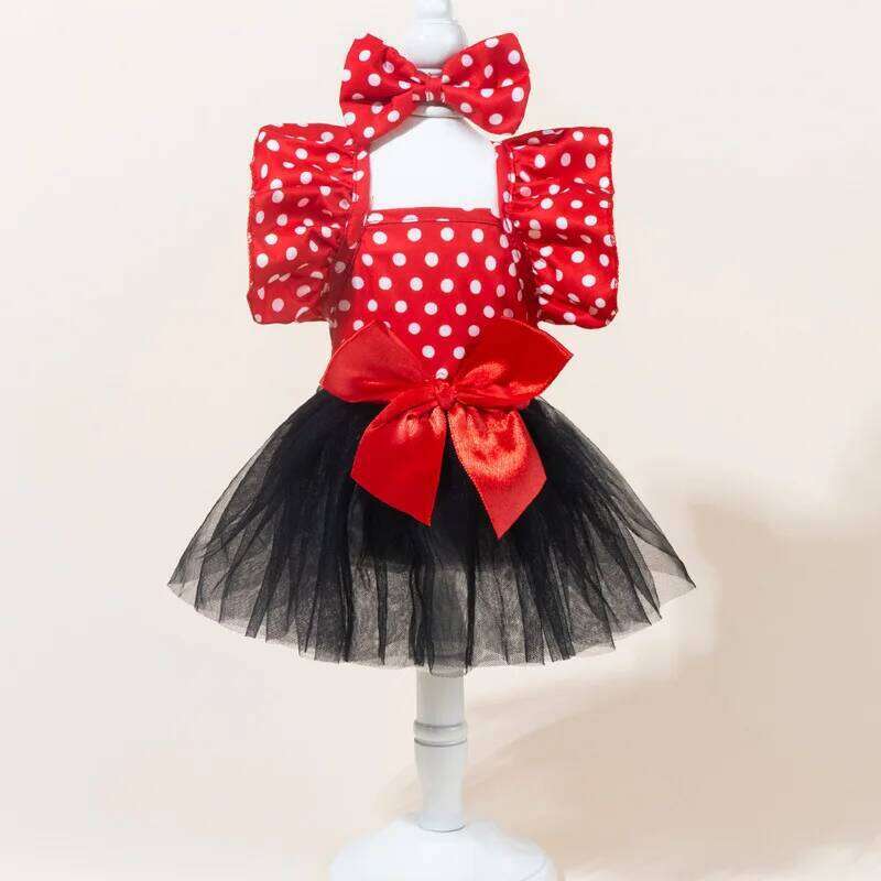 2026 Christmas Pet Clothing New Year Outfits Cats And Beautiful Snow White Tulle Dress With Hair Clips For Female Dogs H260129