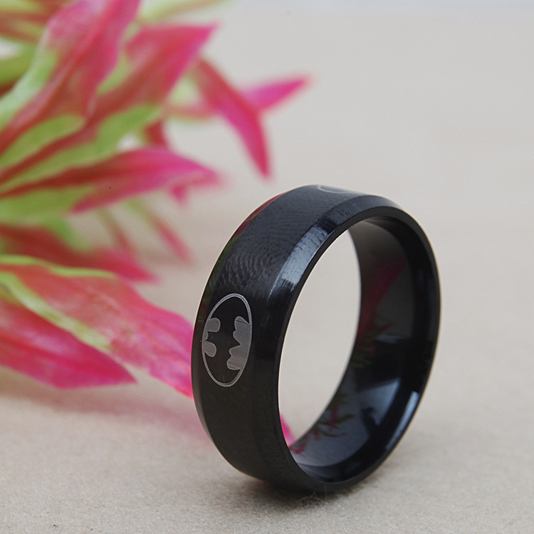 Black Batman Trendy Jewelry Stainless Steel Ring Factory Wholesale Street Vendor Supply