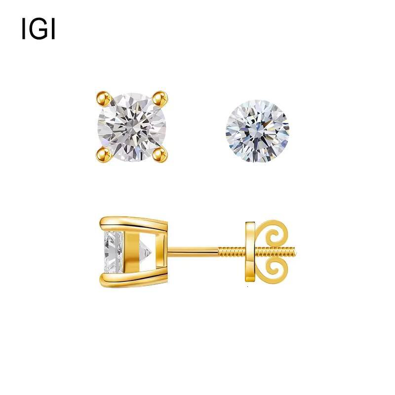 Classic Lab Diamond Stud Earrings 3-8mm 1ct 2ct 14K Gold Plated for Women Men Hot Sale Style Fine Jewelry Earrings