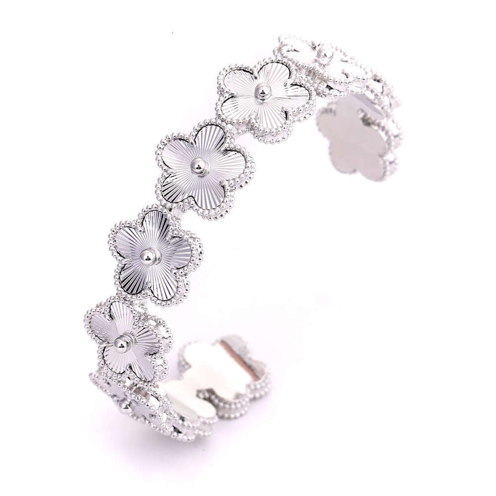 bracelet and American Cross-Border New Product 18K Gold Five-Leaf Clover Open Light Luxury Exquisite Fashion Flower Bracelet Ring