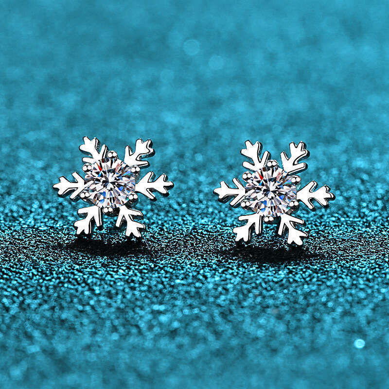 DHCollections-- S Pure Sier Moissanite 60 Points Snowflake Earrings Versatile Style for School Girls Directly Appraised