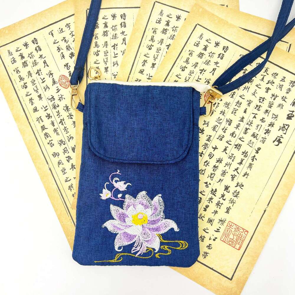 New Zipper Phone Double Layer Anti-Lost Crossbody Chinese Style Embroidery Small Bag Macaron Color Series MASA