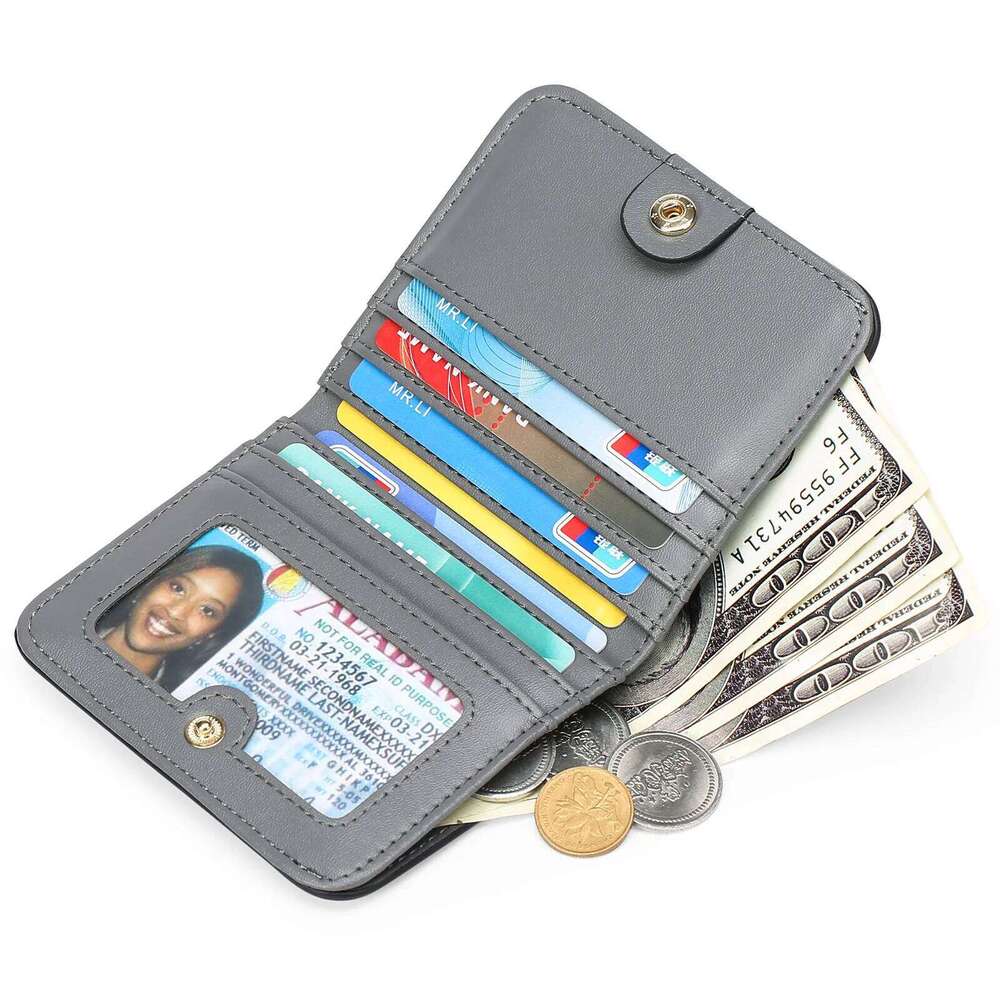 Small Wallet for Women, Slim Bifold Credit Card Holder, Compact RFID Blocking Cash Wallet, Billfolds Thin Leather Zipper Pocket, Z260130