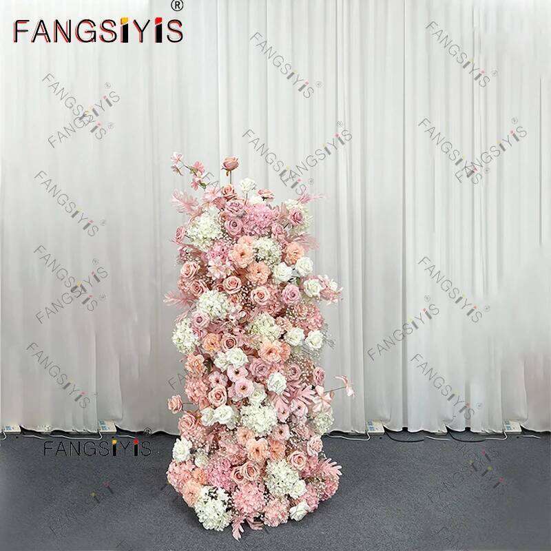 5D light pink Rose Babys breath Hydrangea Wedding Backdrop Arch KT Board Decor Floral Arrangement Sofa Table Runner Event Props W260130