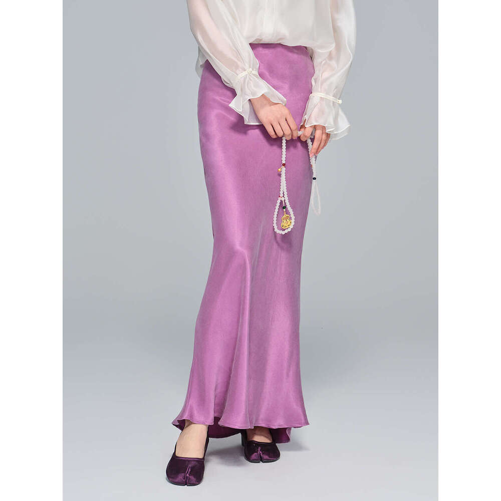 Zhihetang New Chinese Style Soft Copper Ammonia Silk Half For Women Autumn High Waist A-Line Long Skirt 7970 LEEGO LENS
