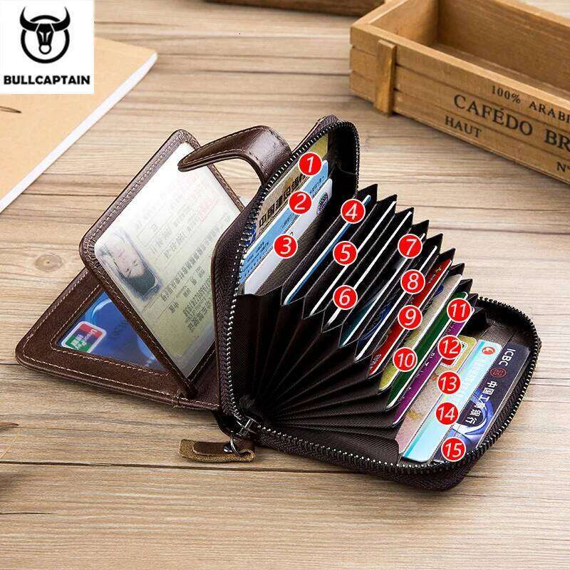 BULLCAPTAIN Man Bag Classic Style Genuine Leather Wallets Short Male Purse Card Holder Wallet Men Fashion Z260130