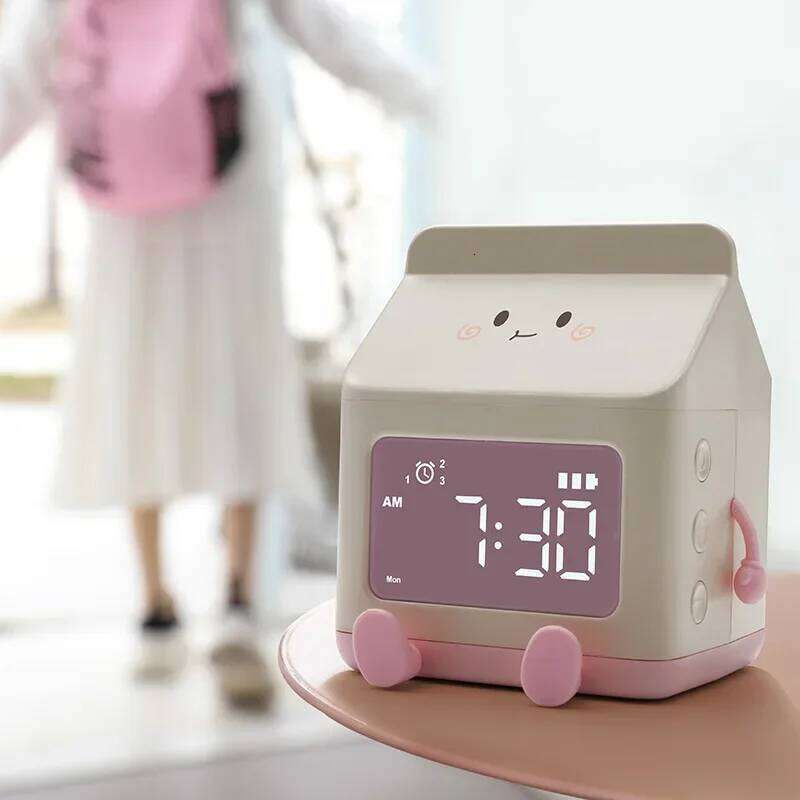 New Mini Creative Milk Box Digital Alarm Date Display Countdown Cute Electronic Bedroom Table Clock Home Decor W260130