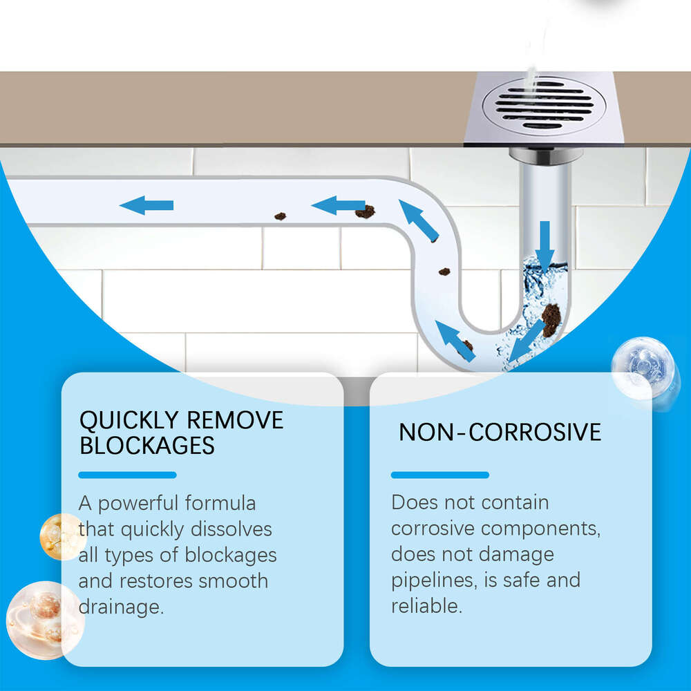 Jakehoe Cleaner for Sink Drain Kitchen Toilet Pipe Fast Unclogging Cleaning S260130