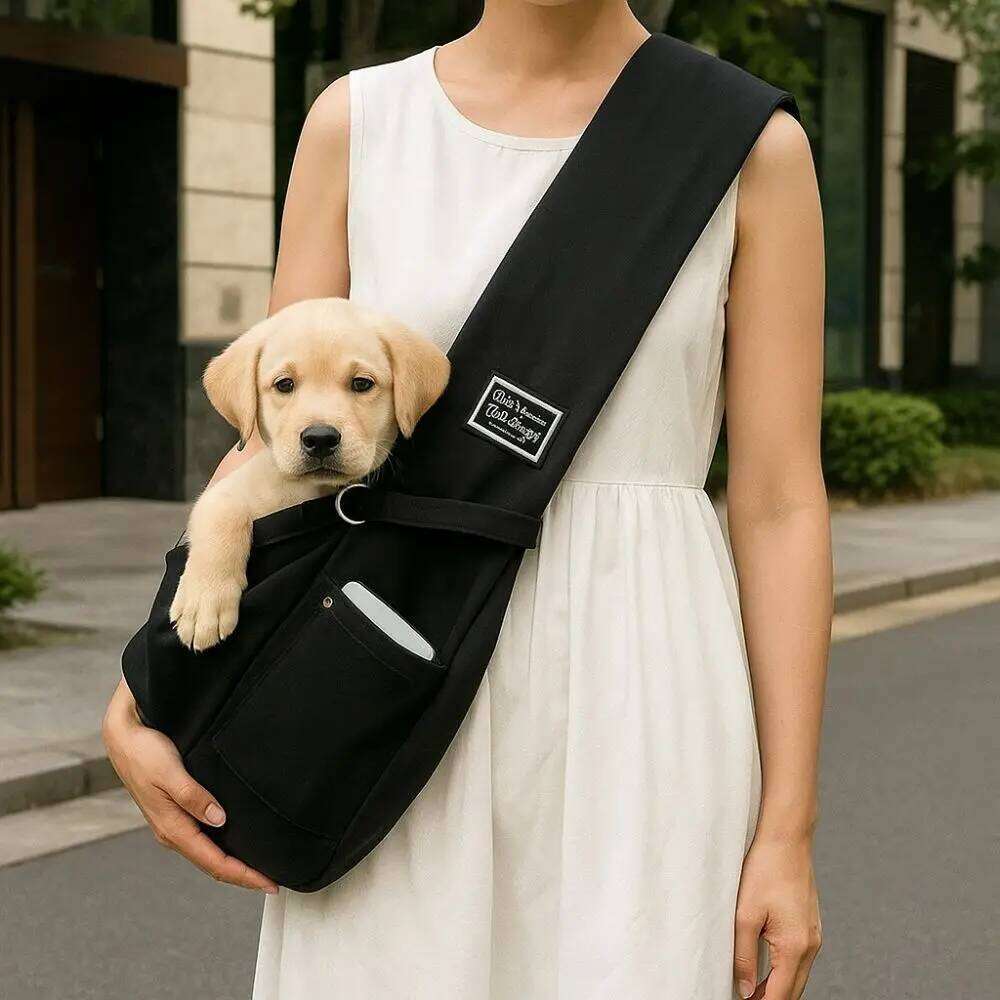 Polyester Shoulder Bag Large Capacity Comfortable Crossbody Pet Carrier Breathable with Safety Harness 26H0129