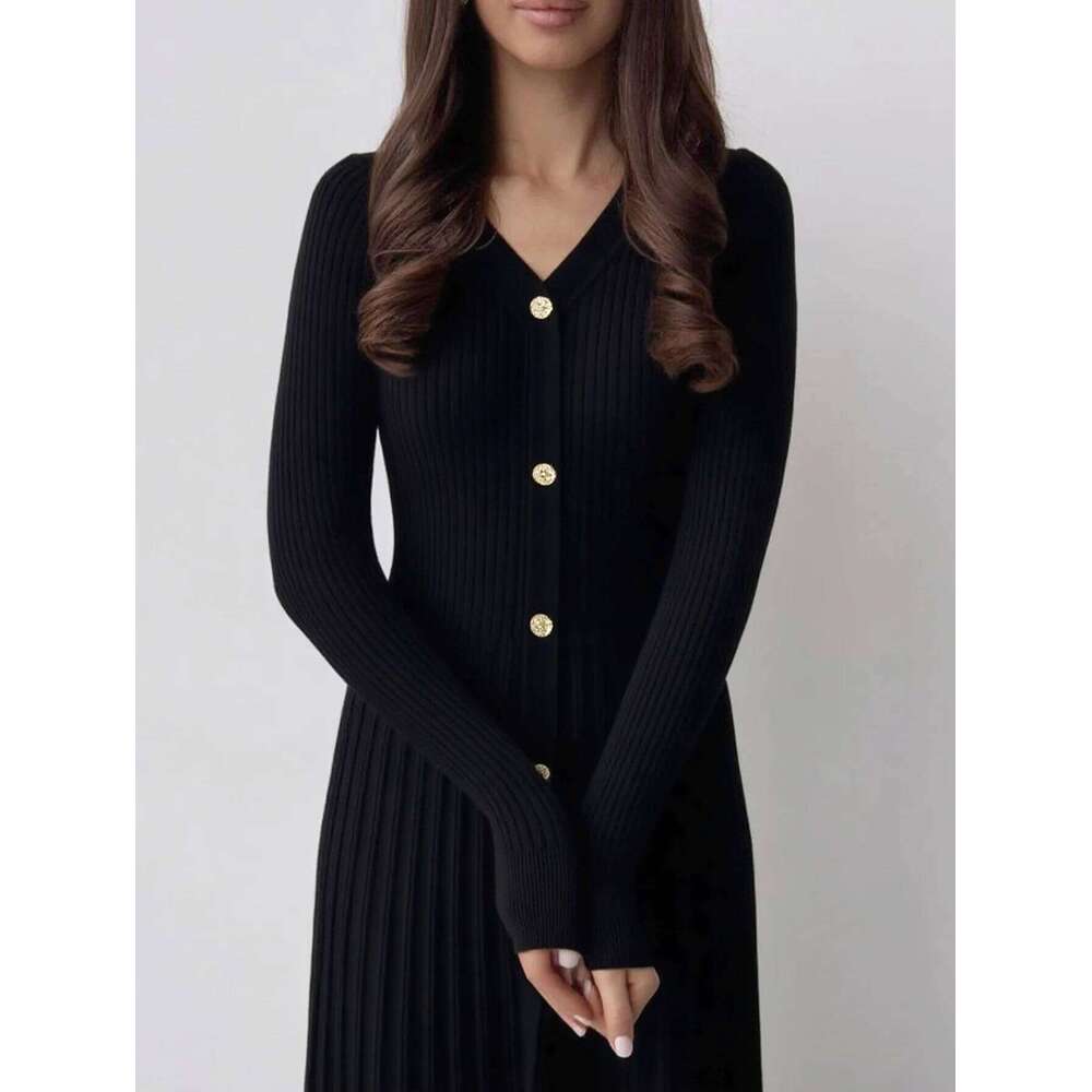 Cardigan for Women, Designed with a Lazy Style Sweater Black Slim-Fit V-Neck Design Elegant Autumn Winter Young Dress, Basic Versatile Urban Workwear,