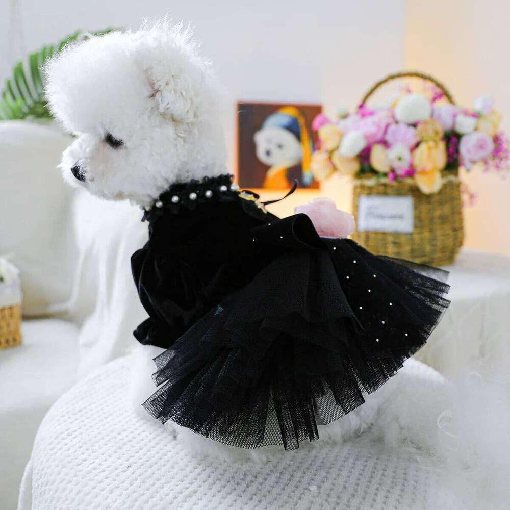 classic dog pet Black Sahara Rose Wedding Dress for Small Dogs Tutu Princess Skirt H260129