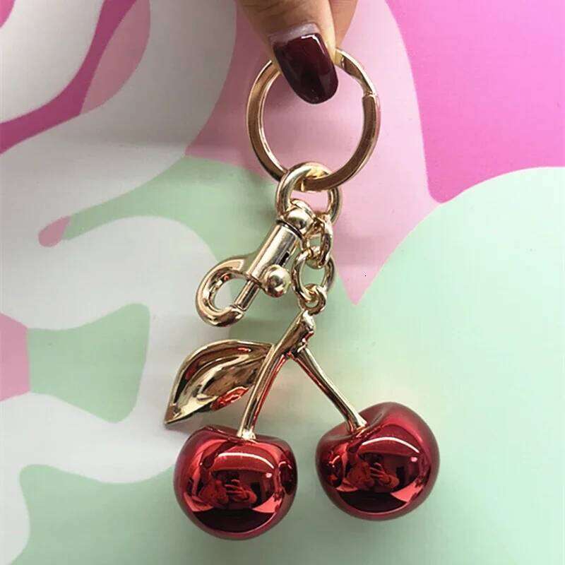 Fashion Glitter Mirror Face Red Cherry Pendant For Handbag Shoulder Bags Women's Keychain Bag Charms Accessories Gift Z260130