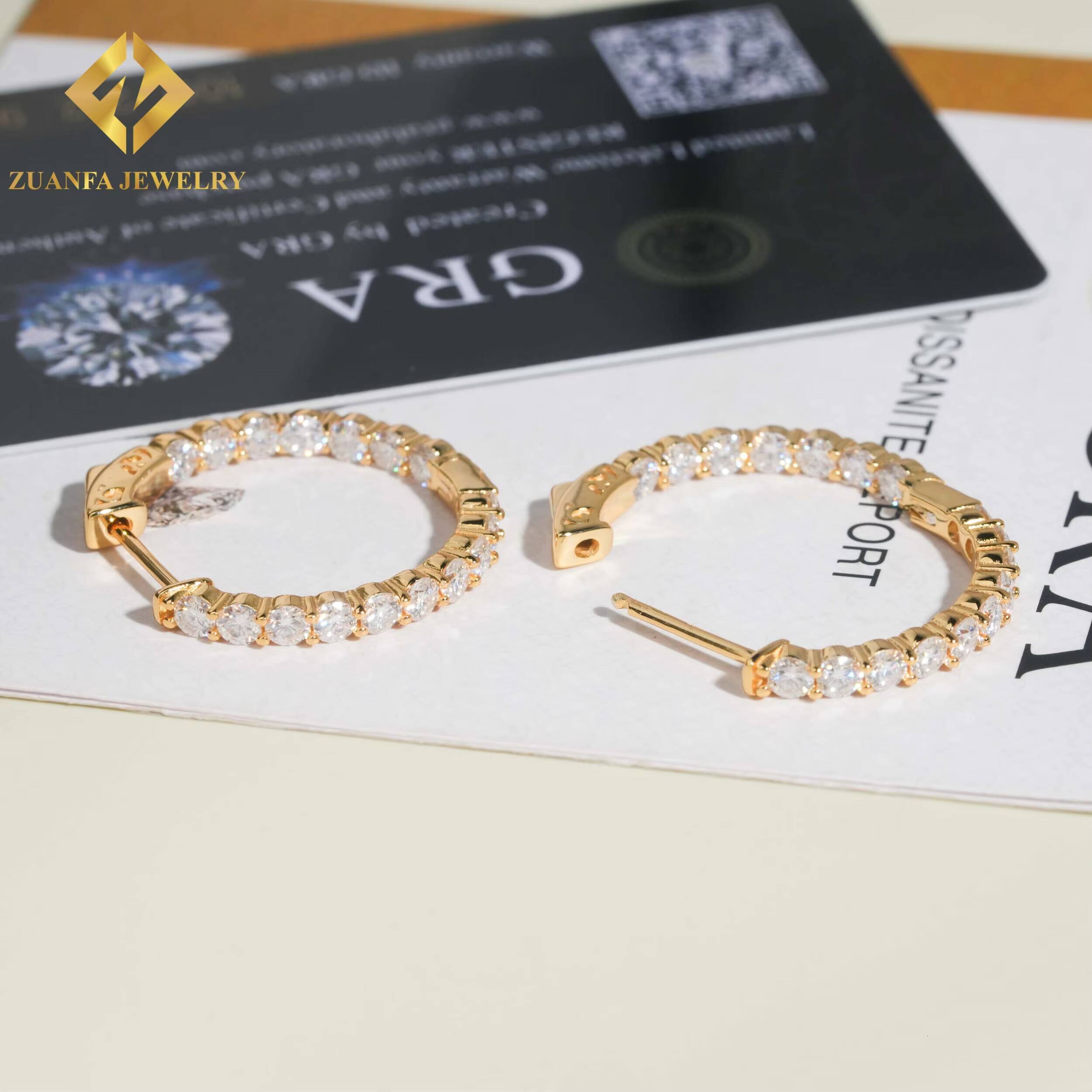 Fashion 29mm Hoop Earring 925 Sterling Silver VVS Moissanite Diamond Hoop Earring Dazzling and Sparkling Hoop Jewelry Unisex