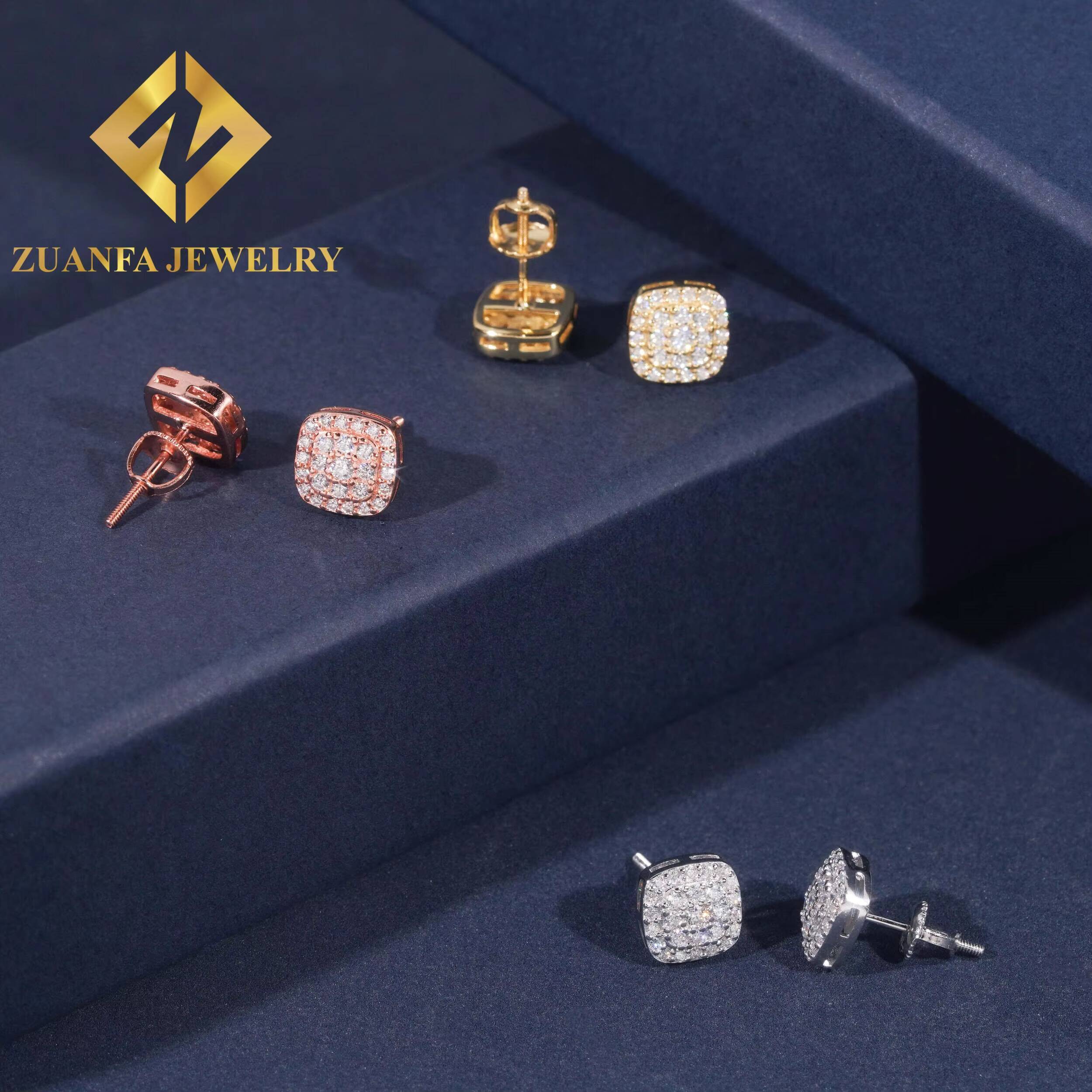 Classic Earring Fine Jewelry 925 Sterling Silver VVS Moissanite Stud Earring Hip Hop Earring Jewelry Usex