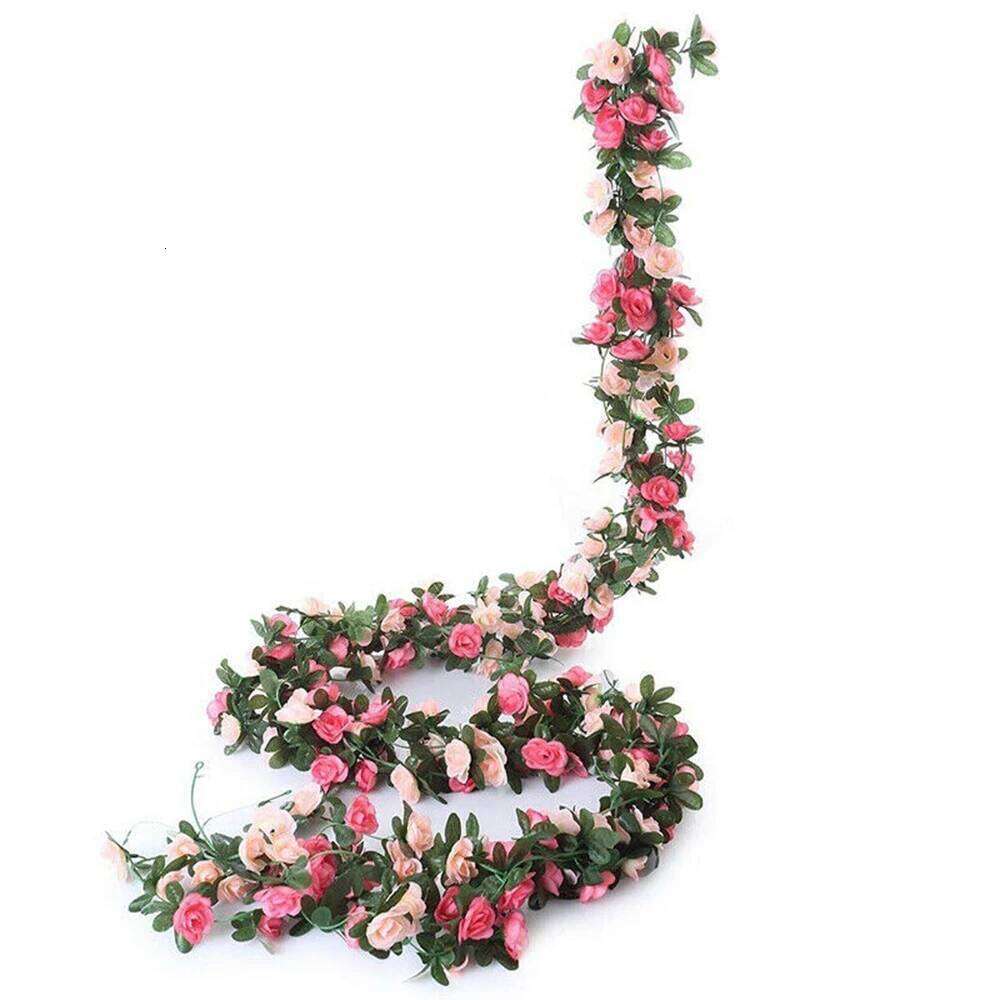Hanging Floral Arrangement of Artificial Pink Roses in a Decorative Vine Style Suitable for Weddings or Parties 2 5m Long W260130