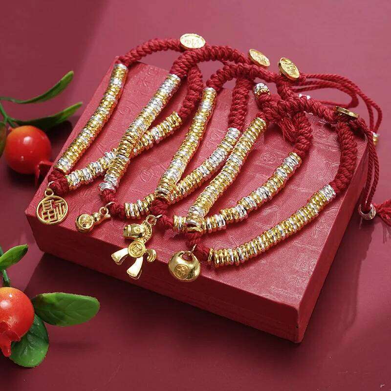 2026 Lucky Red Rope Bracelet Chinese Style Zodiac Horse Braided Hand Chain Women Fashion Jewelry Xmas New Year Gift
